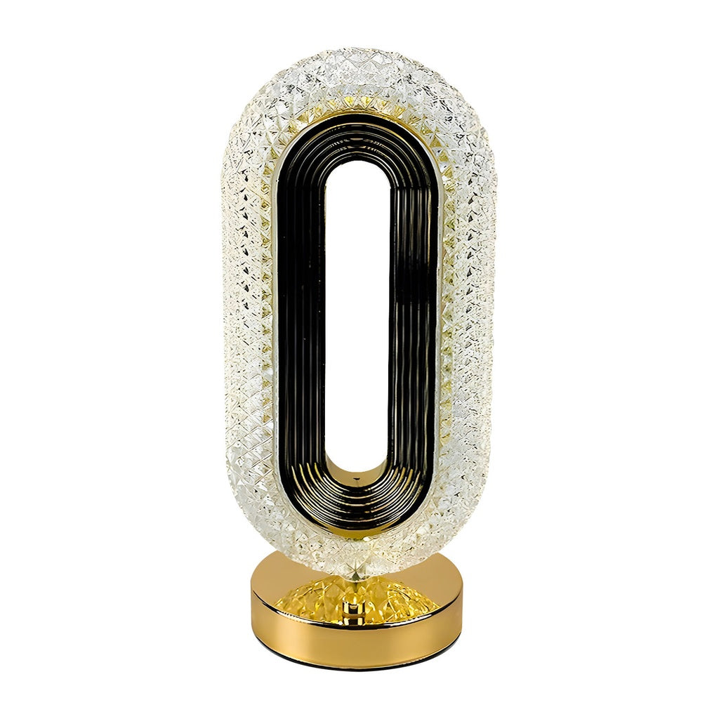 أباجورة كريستال ماليزي بإضاءة ليد وقاعدة دهبي – Crystal LED Table Lamp with Gold Base