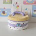 سبت تخزين قطن مجدول دائري بغطا ويد – Round Woven Cotton Storage Basket with Lid & Handle