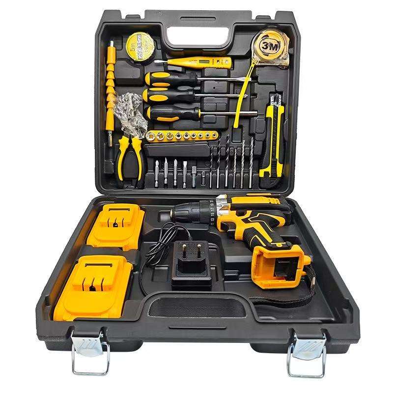 طقم شنيور لاسلكي ببطاريتين وعدة كاملة في شنطة – Cordless Drill Kit with 2 Batteries & Full Tool Set in Case