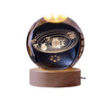 كرة كريستال مضيئة 3D بالمجموعة الشمسية بقاعدة خشب – 3D Solar System Crystal Ball Lamp with Wooden Base