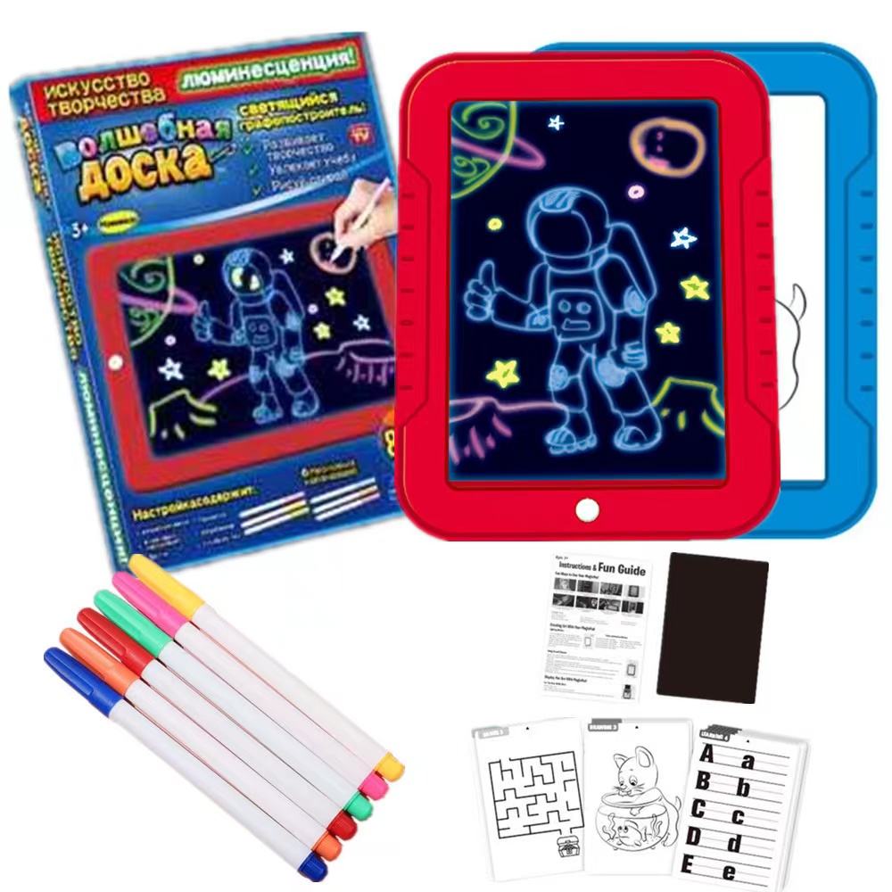 لوح رسم مضيء للأطفال بأقلام فلورسنت – Glow LED Drawing Board for Kids with Fluorescent Pens